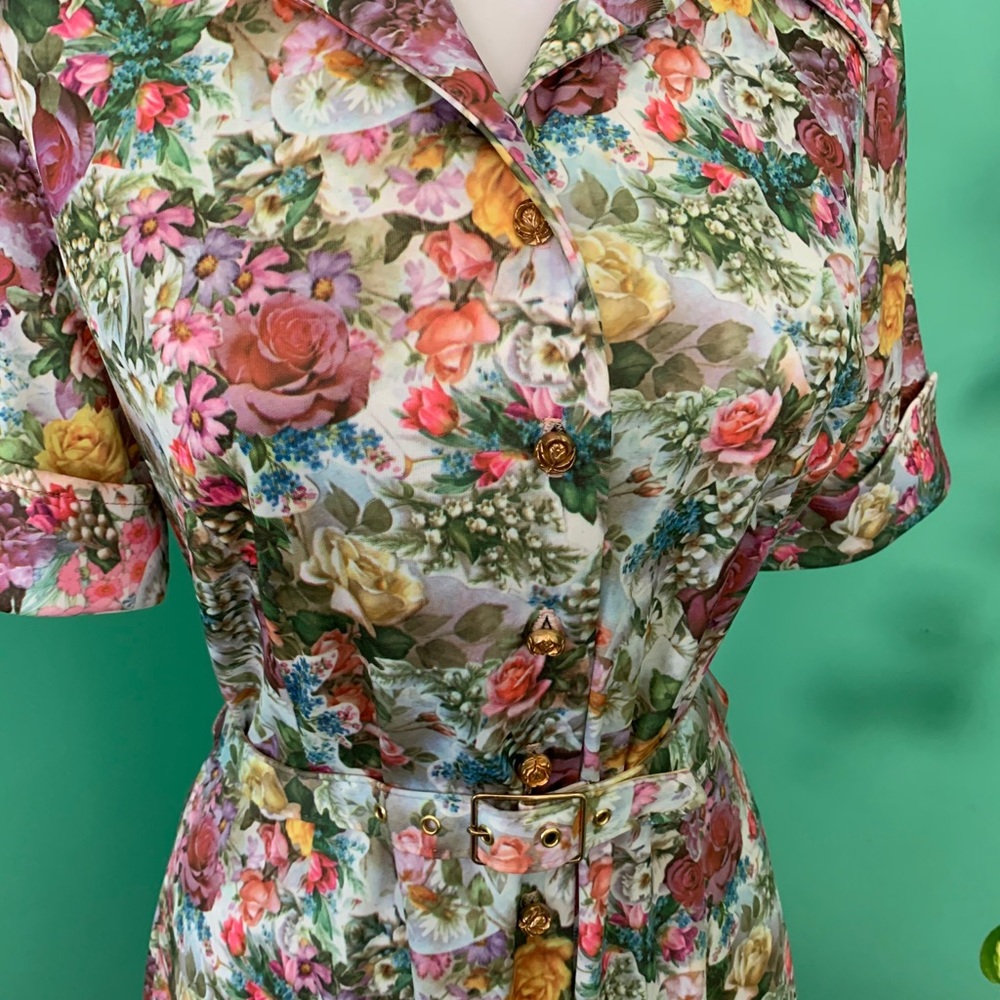Vtg women’s union made floral dress 12 M L